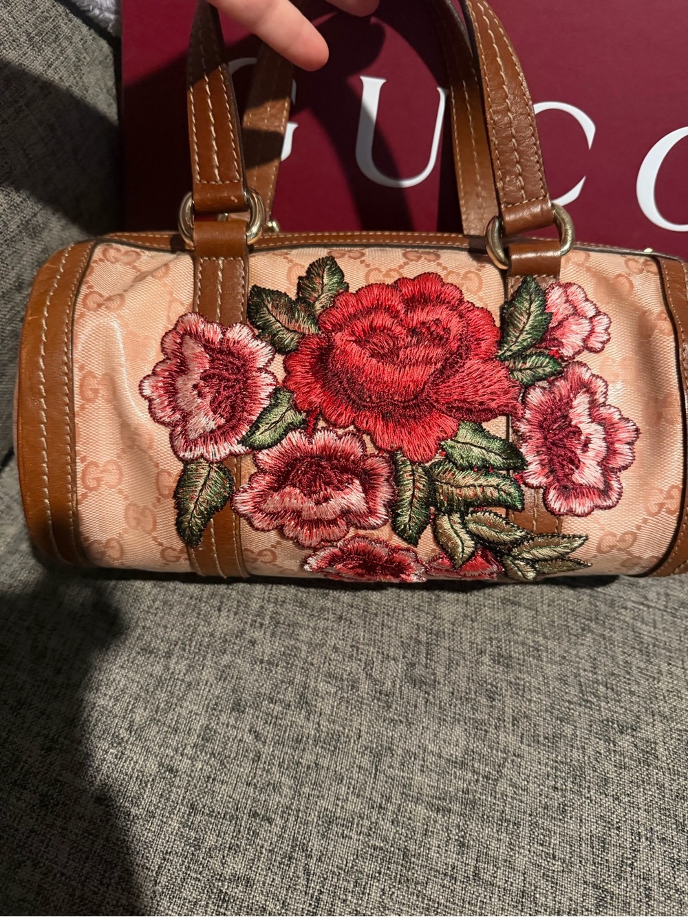 Gucci Pink/Brown GG Crystal Duchessa Small Boston Bag - Picture 5 of 16